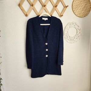 St. John Collection By Marie Gray Vintage Knit Navy Blue Blazer Size 2